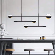 Modern black and white geometric pendant light with gold accents in black finish metal disc design for 220v-240v 110v-120v use