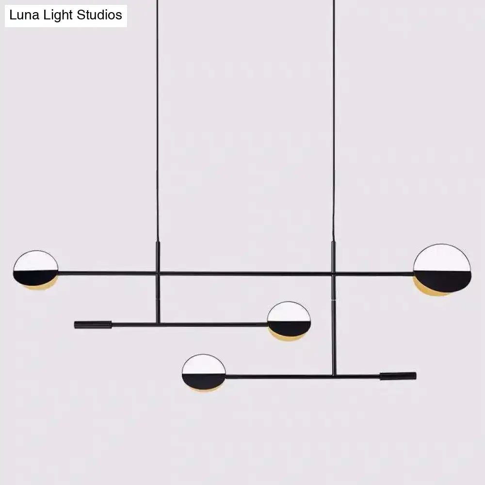 Decorbites contemporary black pendant light with metal disc island lighting featuring modern geometric design and gold accents