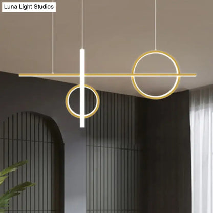 Modern black and white geometric pendant light with acrylic shade featuring gold and white illuminated elements 110v-120v