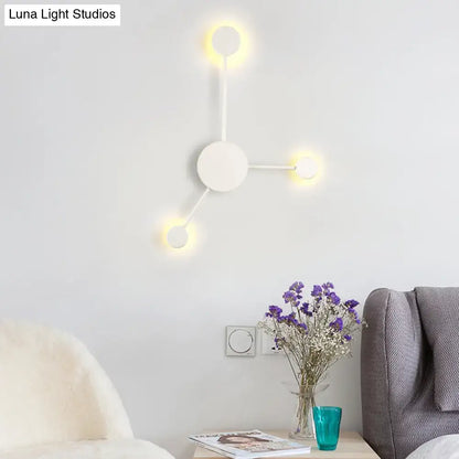 Modern black and white geometric wall sconce with three circular bulbs wall light fixture for living room use