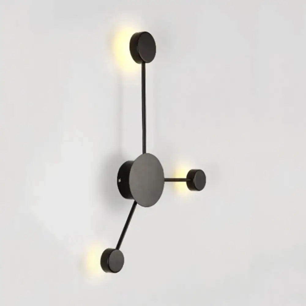 Modern black minimalist wall sconce with three circular fixtures in geometric pattern for living room wall light fixture