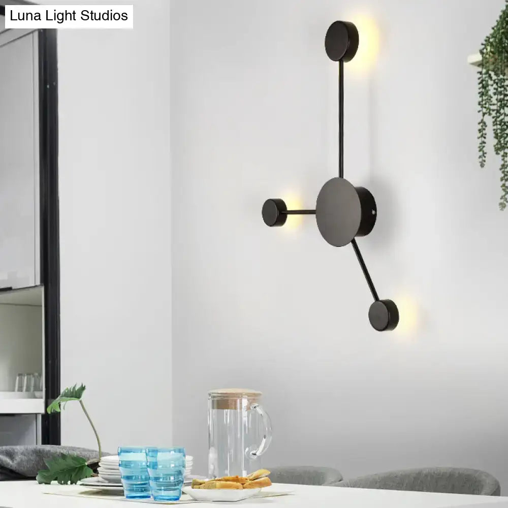 Modern black metal wall sconce with circular geometric light fixtures for living room wall light fixture