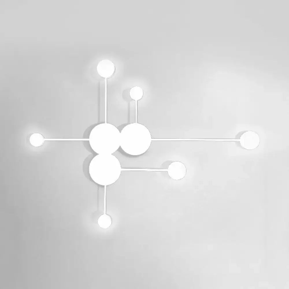 Modern white minimalist wall sconce light fixture with geometric molecular design for living room wall light