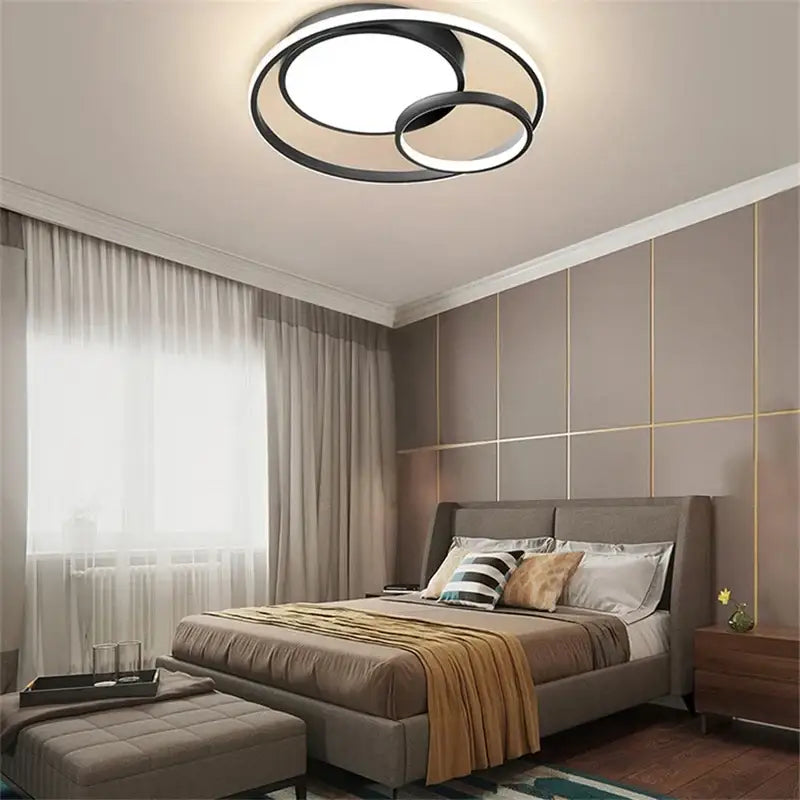 Modern black and white geometry led ceiling light with sleek minimalist design for living room decorbites geometry led decor