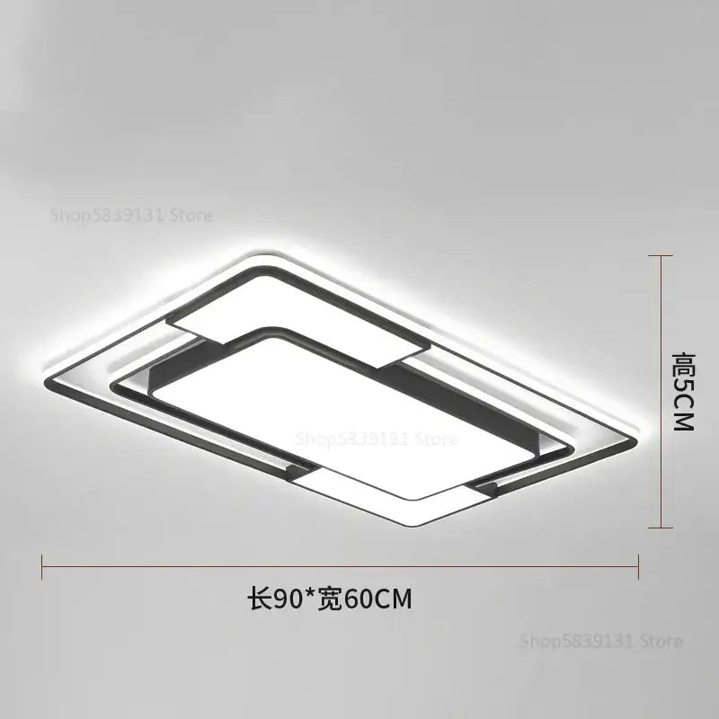 Modern black and white geometry led ceiling light with sleek rectangular black frame for living room decorbites geometry led ceiling