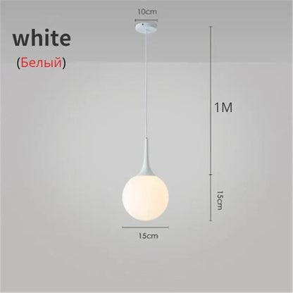Modern black and white decorbites glass ball led pendant lights featuring a white frosted glass spherical design