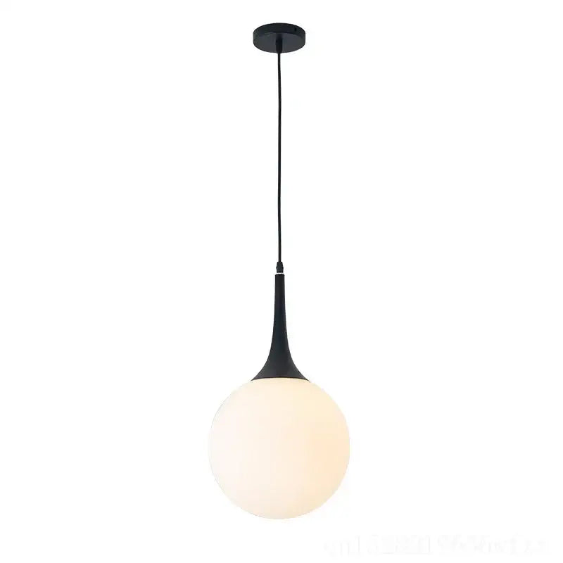A sleek black glass ball led pendant light with frosted globe and minimalist design for modern living room decorbites