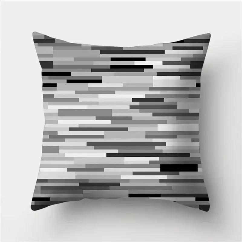 Square throw pillow with decorbites geometric stripes pillowcase in black white and gray for modern living room decor