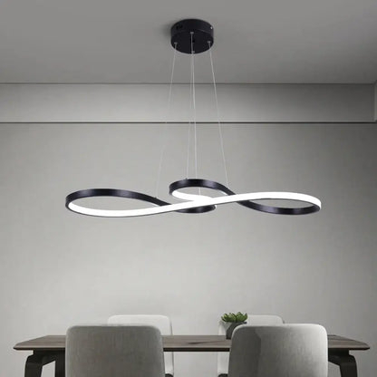 Modern black infinity acrylic chandelier led pendant light with sleek design for dining room chandelier led ceiling use