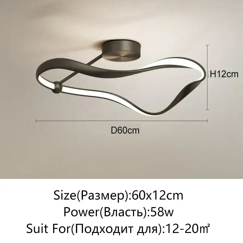 Modern black and white infinity led ceiling light with sleek flowing design perfect for bedroom decorbites led ceiling light
