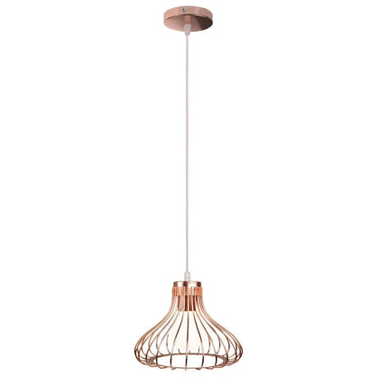 Modern black and white iron cage pendant lights with copper wire and white cord for kitchen decorbites iron cage pendant