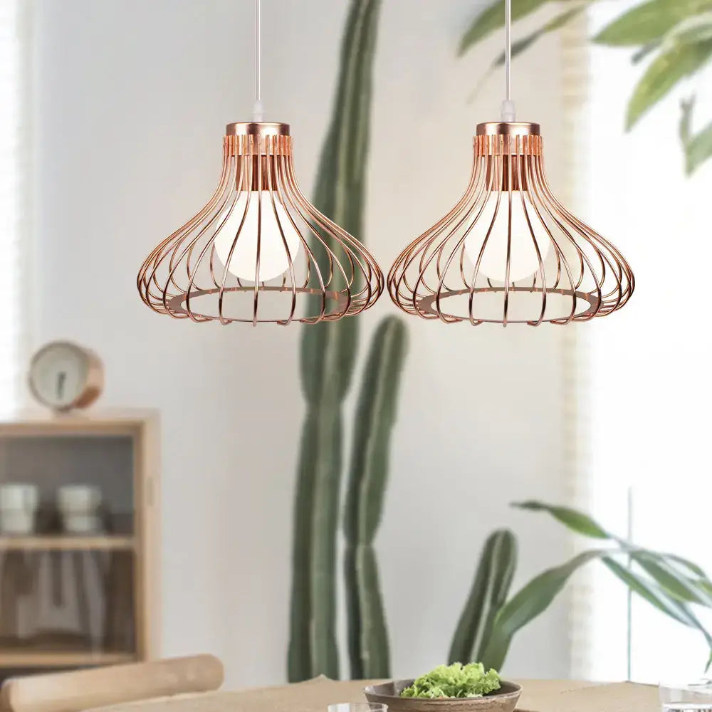 Modern black and white iron cage pendant lights with copper wire design for kitchen decorbites iron cage pendant lighting