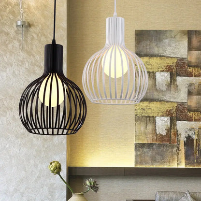 Modern black and white iron cage pendant lights with minimalist design ideal for kitchen decorbites iron cage pendant use