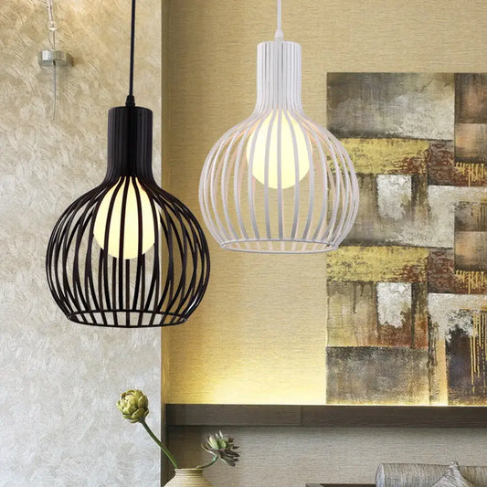 Modern black and white iron cage pendant lights with minimalist design ideal for kitchen decorbites iron cage pendant use