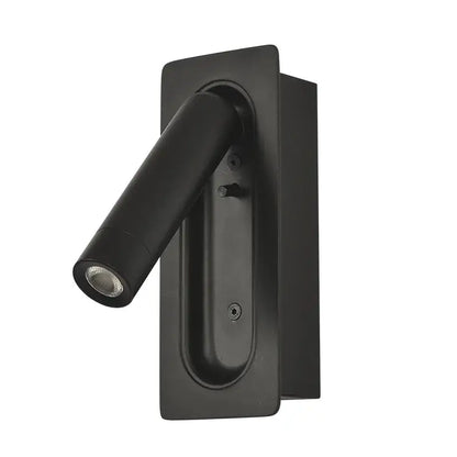 Modern black and white led bedside wall lamp with black matte finish and adjustable cylindrical head for reading decorbites led bedside