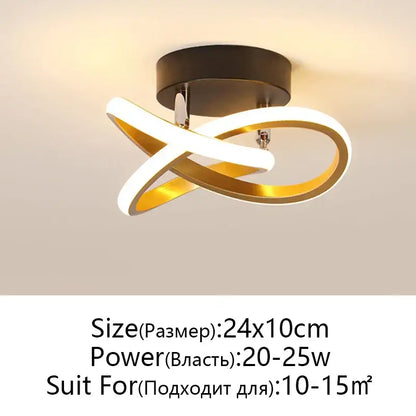 Modern black and white led ceiling lamp with sleek white and gold infinity loop design by decorbites led ceiling product