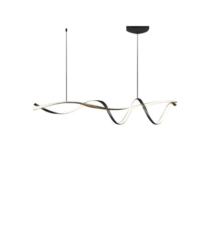 Modern black and white led chandelier with sleek intertwined LED strips and dark metallic arms for dining room decorbites black modern lighting