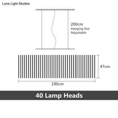 Decorbites modern led chandelier with 200cm adjustable black and white hanging line and 40 lamp heads in a sleek design