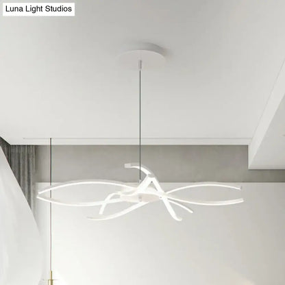 Modern black and white led floral chandelier with sleek curved arms for living room light type bulb included