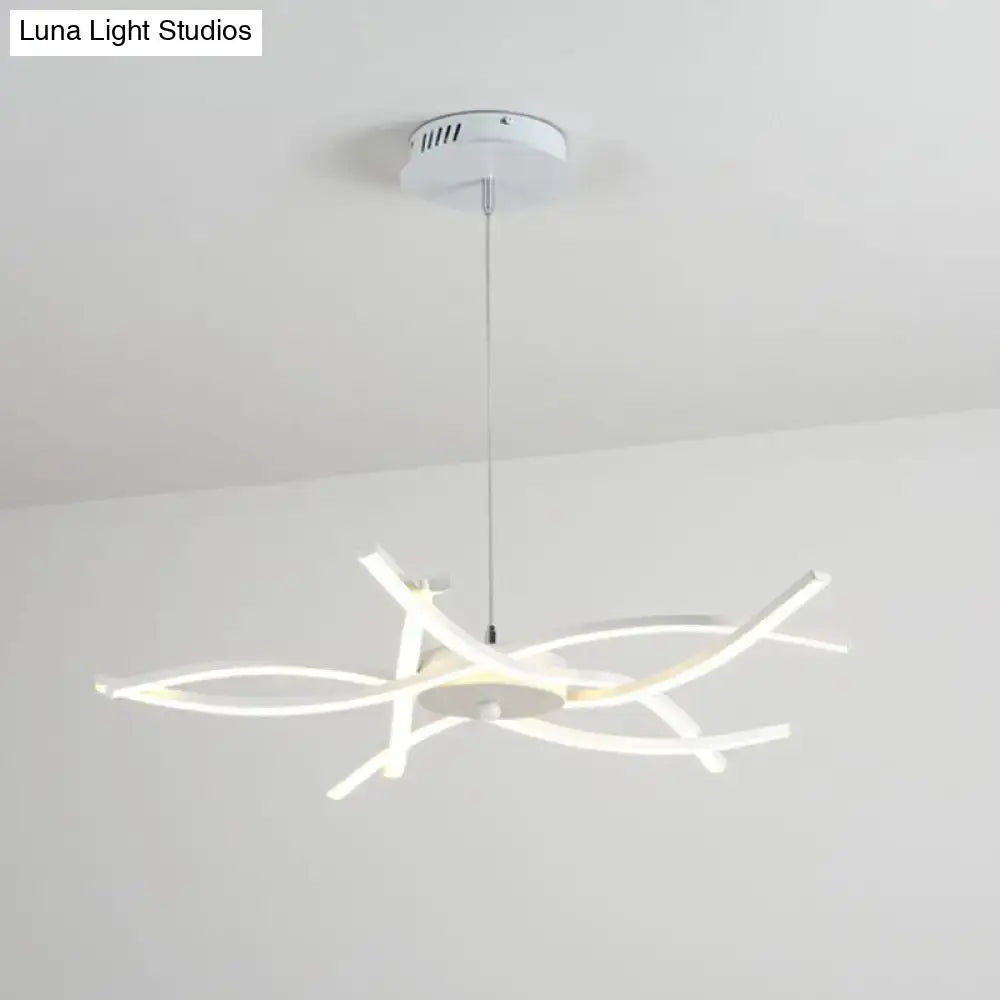 Modern black and white led floral chandelier with sleek branching arms and minimalist ceiling mount for living room light type bulb included