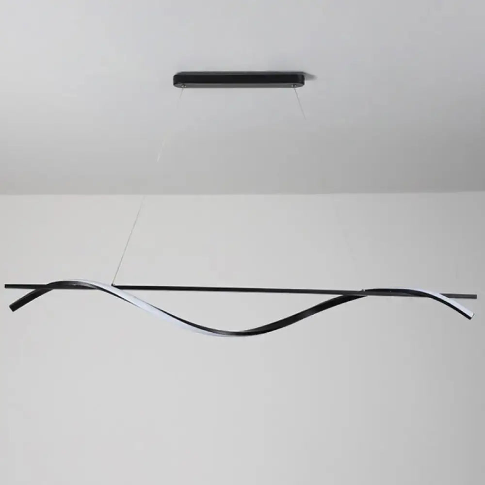 Modern black and white led hanging lamp with sleek simplicity curved design for dining room lighting