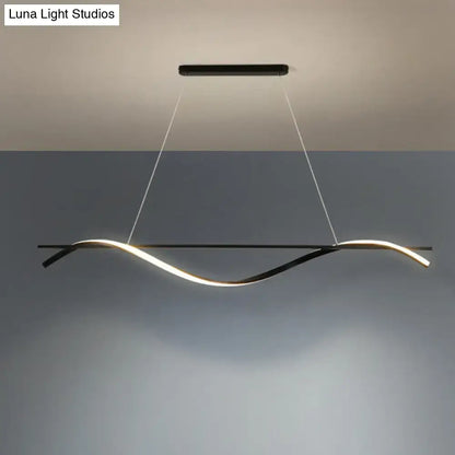 Modern black and gold led hanging lamp with simplicity curved design for elegant dining room lighting