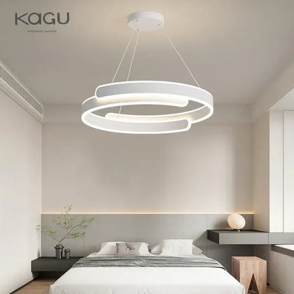Modern black white led ring chandelier pendant light with sleek overlapping circular rings for living room decorbites black white