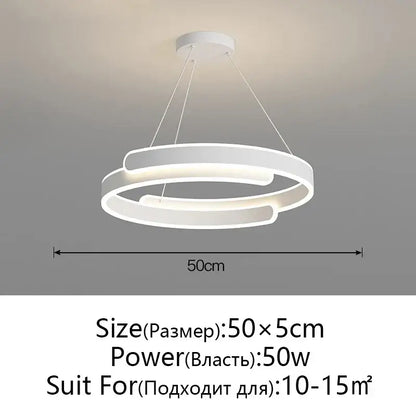 Modern black white led pendant light with two concentric circular rings and minimalist design for living room decorbites black white