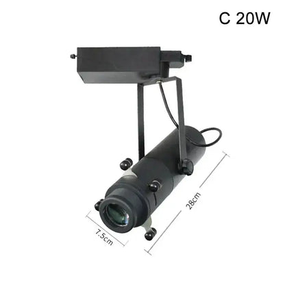 Modern black and white led track light with adjustable 20w track-mounted spotlight and cylindrical lens housing