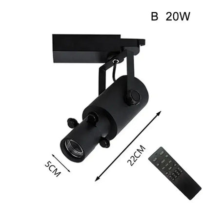 Modern black matte finish 20w led track light with adjustable head and remote control for gallery spotlight use