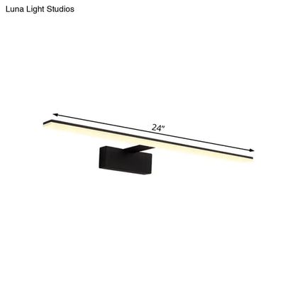 Modern black and white 24-inch led vanity lamp wall sconce with sleek rectangular design and warm white light