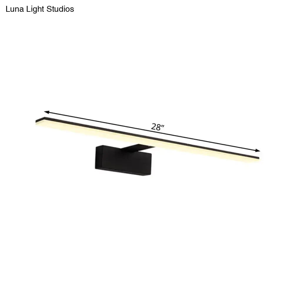 Black and white modern led vanity lamp with sleek rectangular design 28-inch black wall sconce for bathroom use