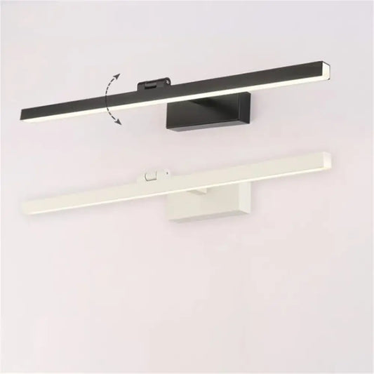 Modern black and white led vanity light sconce with sleek rectangular design ideal for bedroom mirror lighting