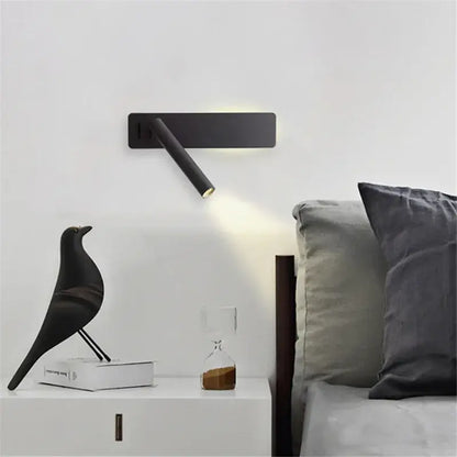 Modern black and white led wall reading lamp with a sleek matte finish for bedroom by decorbites led wall decor