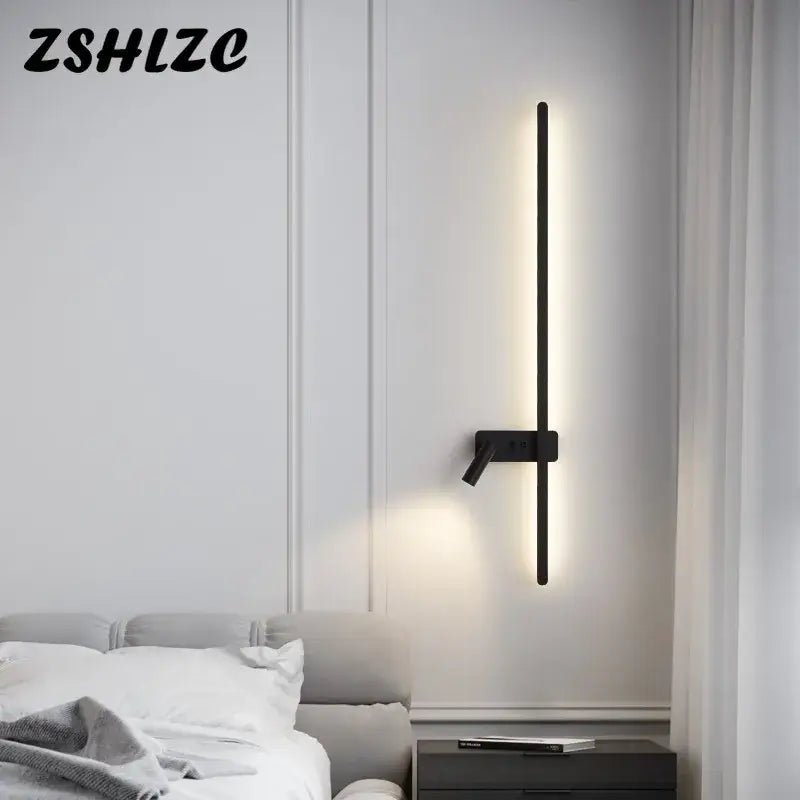 Modern black zshlze led wall spot light with sleek vertical led bar and adjustable arm for bedroom decorbites led wall use