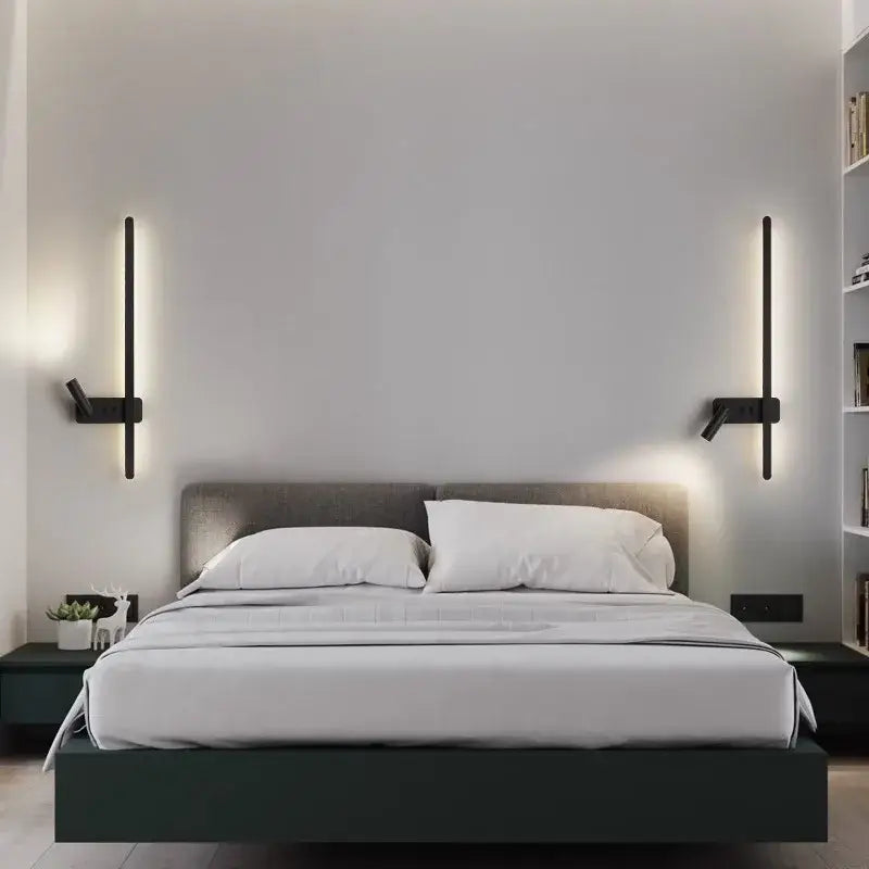 Modern black and white led wall spot light with adjustable arm featuring sleek vertical led strips for decorbites led wall use