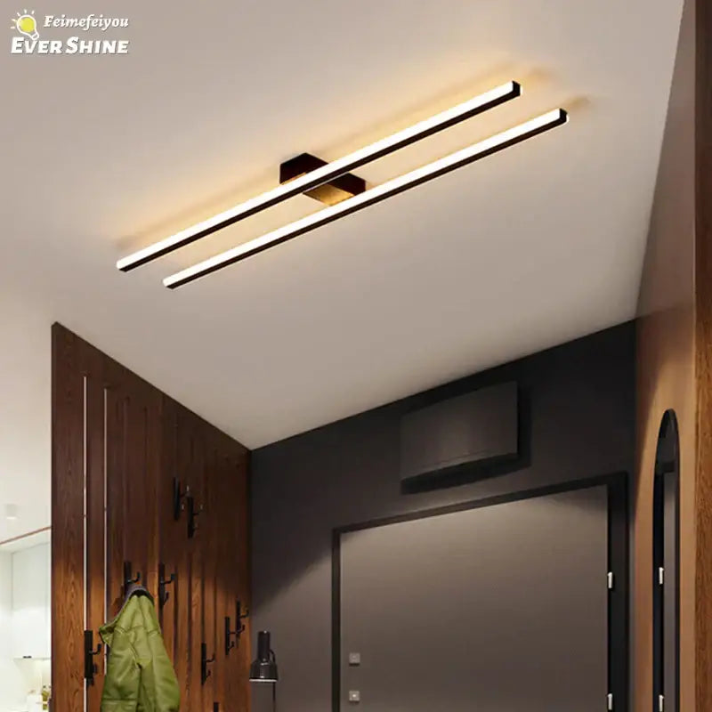 Modern black and white linear led ceiling light with sleek minimalist design for living room decorbites led ceiling fixture