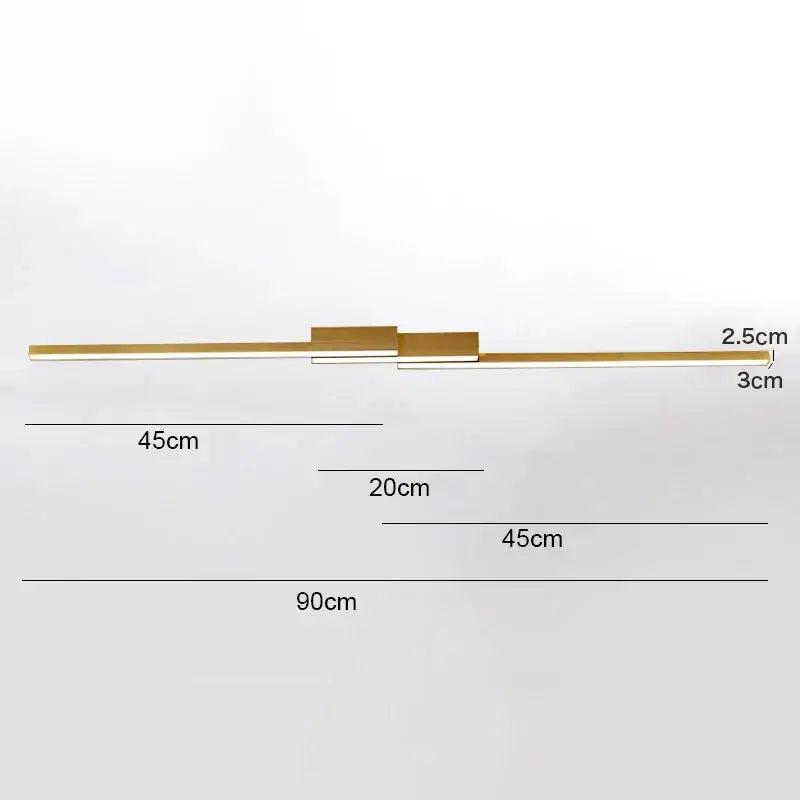 Modern gold-toned linear wall sconce with minimalist design and segmented lighting elements for decorbites led ceiling light