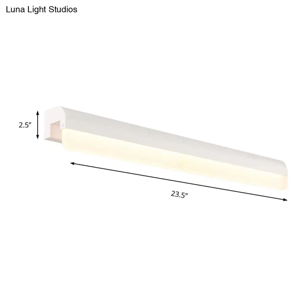 Modern black and white linear led wall light bathroom sconce with sleek white led strip light and warm glow