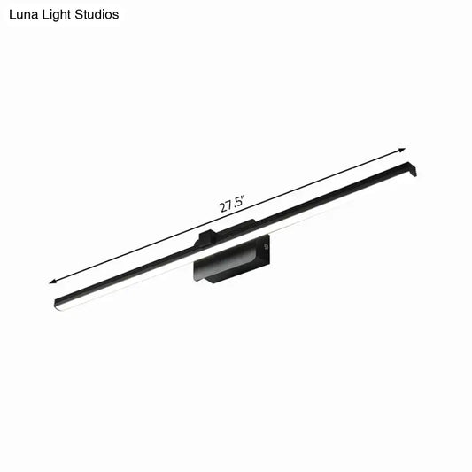 Modern black and white linear light fixture bathroom wall sconce with sleek black led rectangular 27.5-inch design
