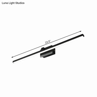 Modern black white linear light fixture bathroom wall sconce with sleek minimal black led design 23.5 inch length