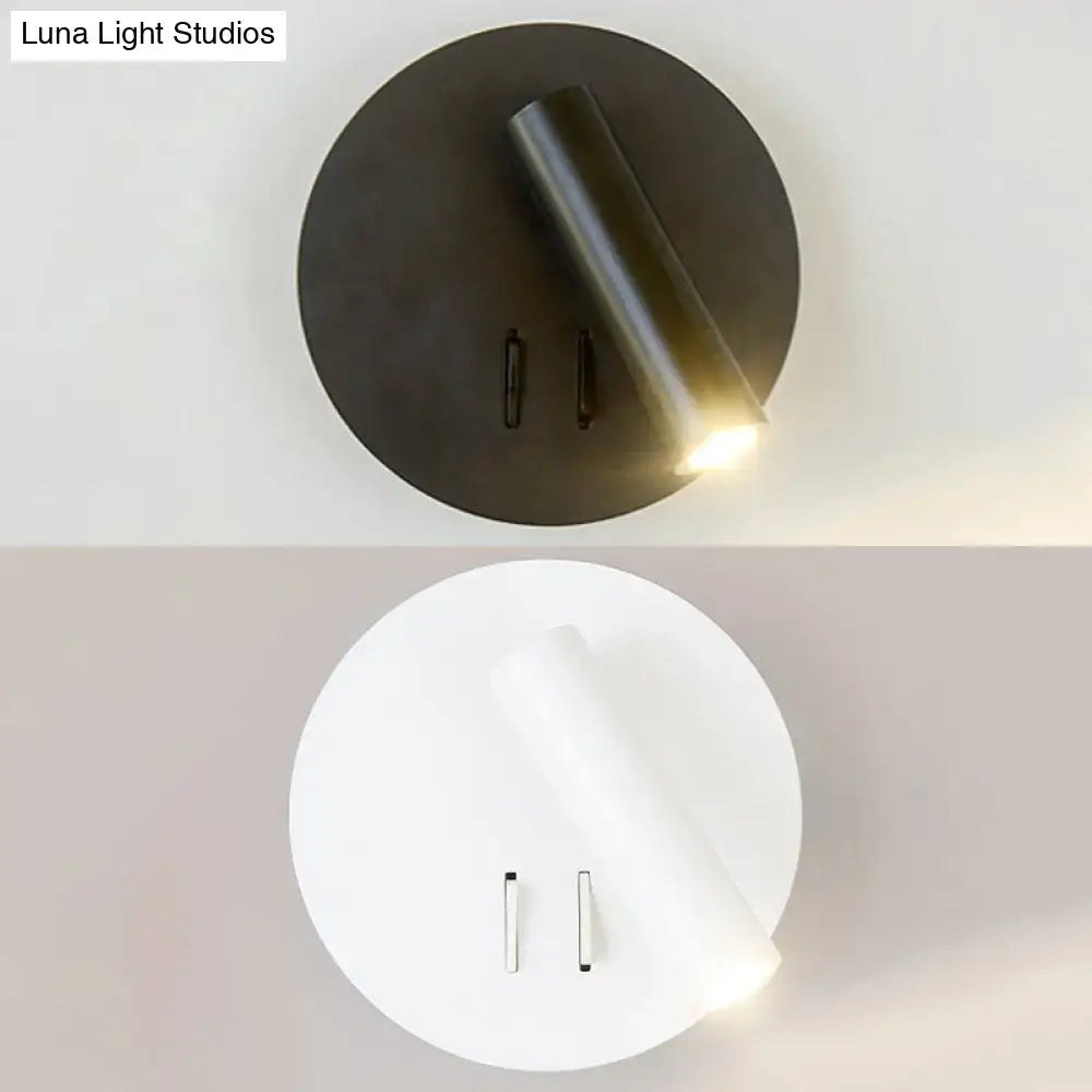 Modern black white metal acrylic wall lamp with sleek cylindrical design wall-mounted for living room reading light