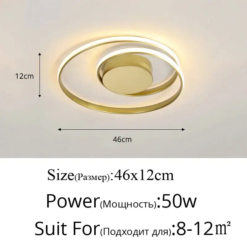 Modern black and white minimalist led ceiling light with gold-toned circular rings and central illuminated disc for living room decorbites led ceiling