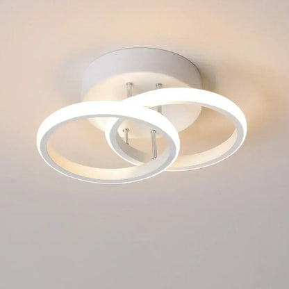 Modern black and white minimalist decorbites led ceiling light with two interlocking circular rings for living room decor