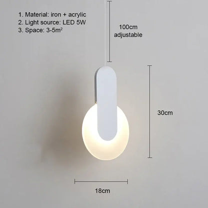 Modern black and white minimalist pendant light with white acrylic globe iron frame and adjustable 100cm LED light source