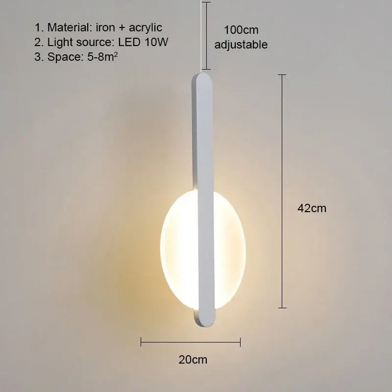 Modern black and white minimalist pendant light with white iron and acrylic oval diffuser led bulbs light source for dining room