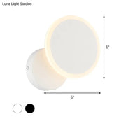 Modern black and white minimalist led wall sconce with glowing white led ring and matte finish for living room lighting