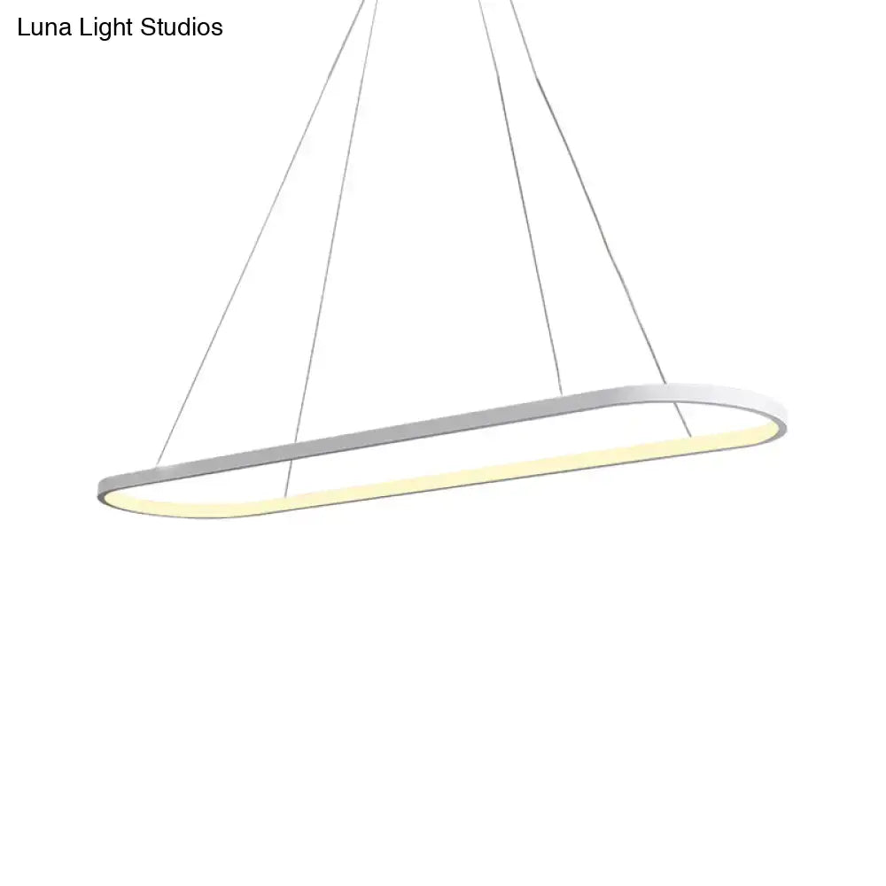 Decorbites modern oval suspended led restaurant island light in black and white with sleek silver metallic frame and 220v-240v led light type