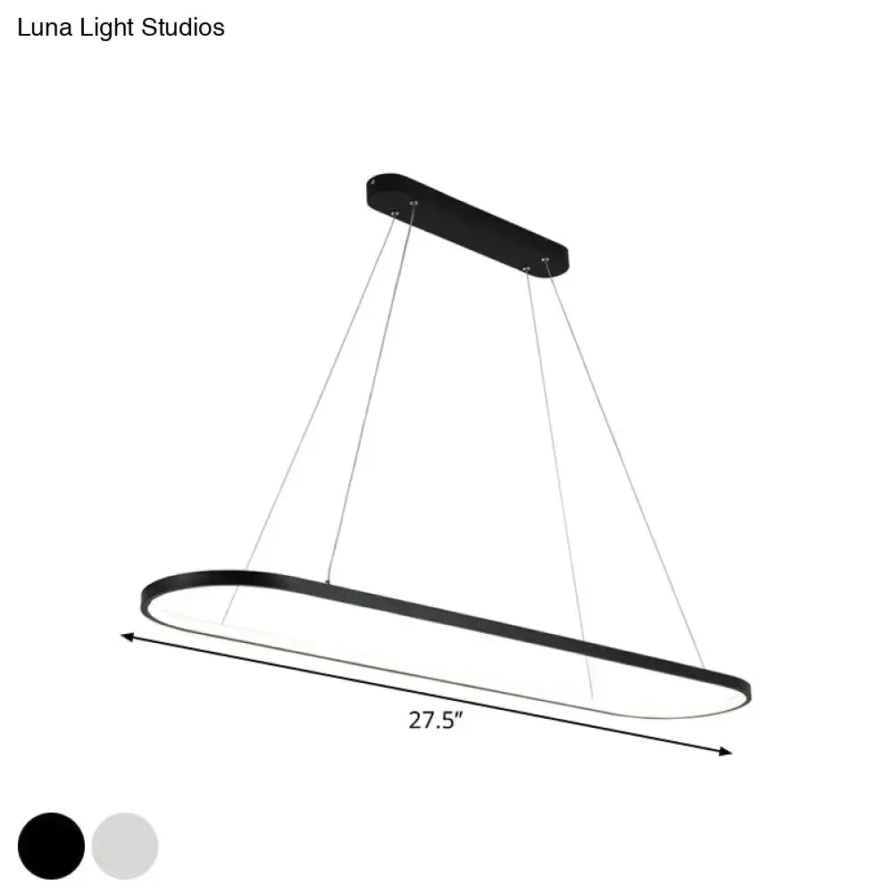Black oval-shaped led pendant light with sleek metal design in 220v-240v and 110v-120v for modern restaurant islands