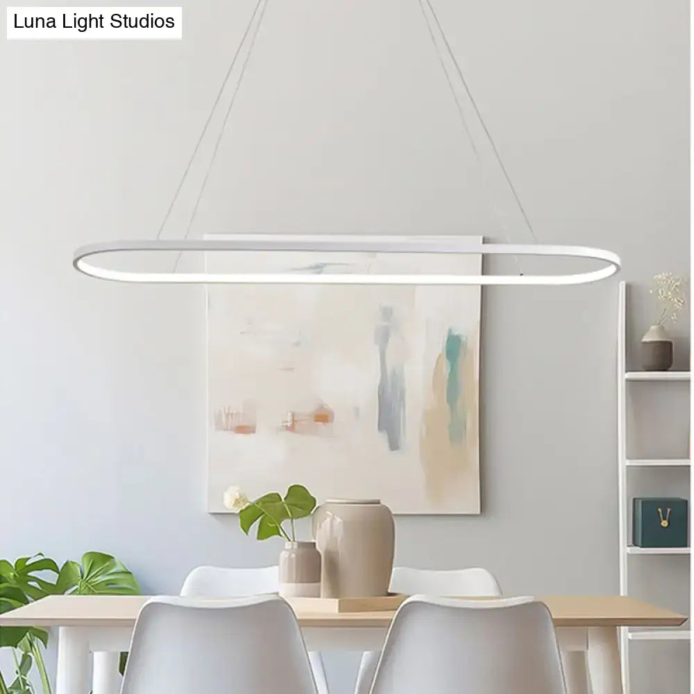 Modern white oval led pendant light with sleek metal design for 220v-240v 110v-120v in decorbites™ black white fixture
